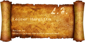 Leirer Hargitta névjegykártya